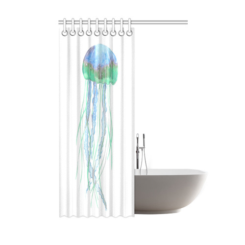 Watercolore JELLY FISH Blue Lilac Green Shower Curtain 48"x72"