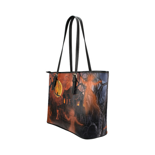 witching hour (halloween) Leather Tote Bag/Large (Model 1651)