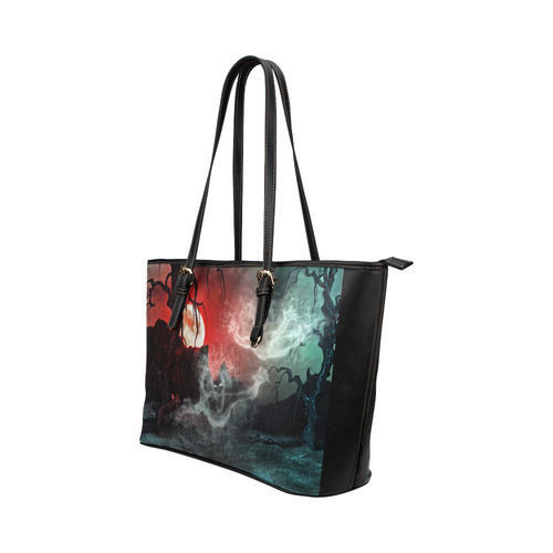 witching hour (halloween) Leather Tote Bag/Large (Model 1651)