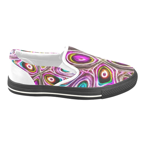 Peacock Strut I - Jera Nour Women's Unusual Slip-on Canvas Shoes (Model 019)