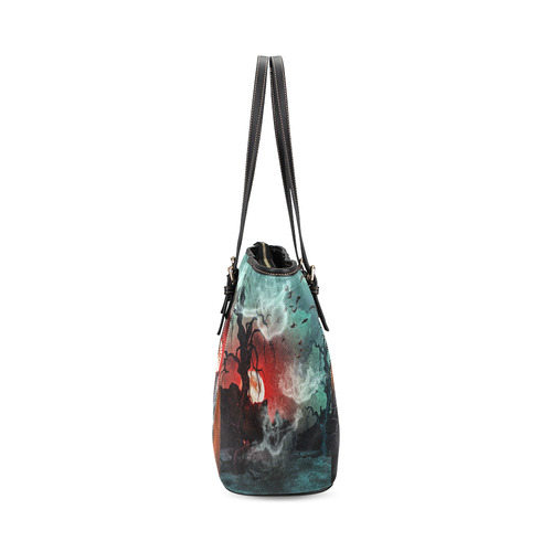 witching hour (halloween) Leather Tote Bag/Large (Model 1640)