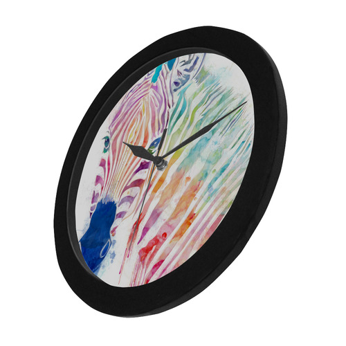 watercolor rainbow zebra Circular Plastic Wall clock