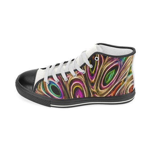 Peacock Strut II - Jera Nour Men’s Classic High Top Canvas Shoes (Model 017)