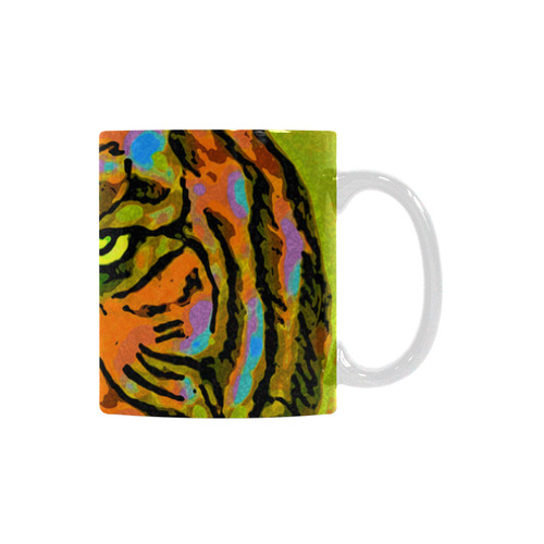 Pop Art TIGER HEAD orange green blue White Mug(11OZ)