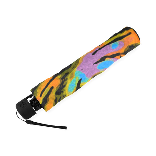 Pop Art TIGER HEAD orange green blue Foldable Umbrella (Model U01)