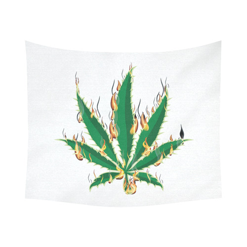 Flaming Marijuana Leaf Cotton Linen Wall Tapestry 60"x 51"