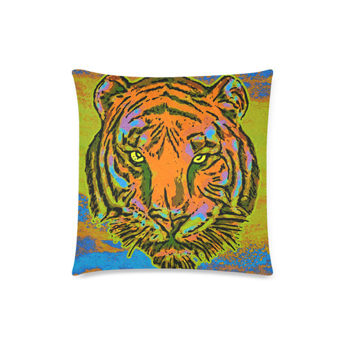 Pop Art TIGER HEAD orange green blue Custom Zippered Pillow Case 18"x18"(Twin Sides)