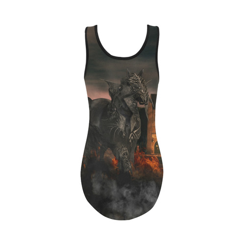 A dark horse in a knight armor Vest One Piece Swimsuit (Model S04)