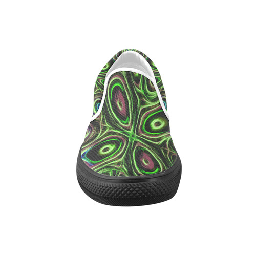 Peacock Strut III - Jera Nour Women's Unusual Slip-on Canvas Shoes (Model 019)