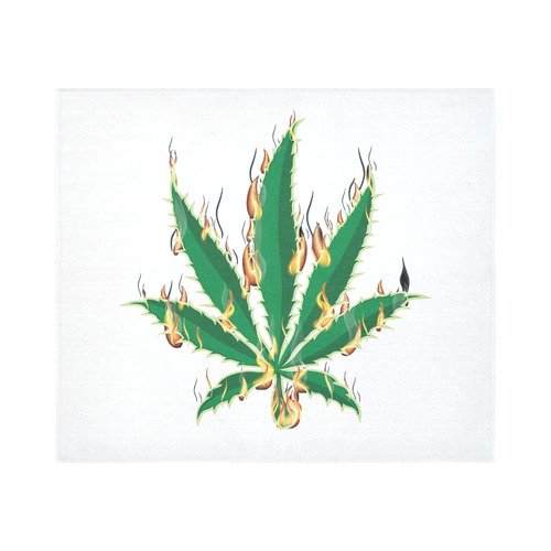 Flaming Marijuana Leaf Cotton Linen Wall Tapestry 60"x 51"