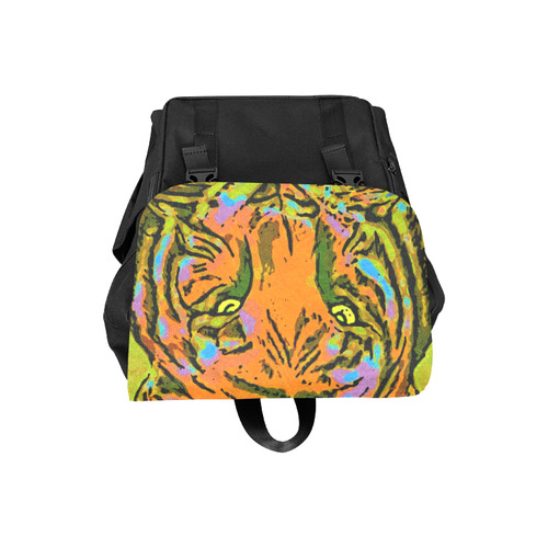 Pop Art TIGER HEAD orange green blue Casual Shoulders Backpack (Model 1623)