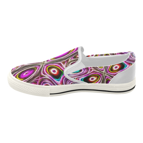 Peacock Strut I - Jera Nour Women's Slip-on Canvas Shoes (Model 019)