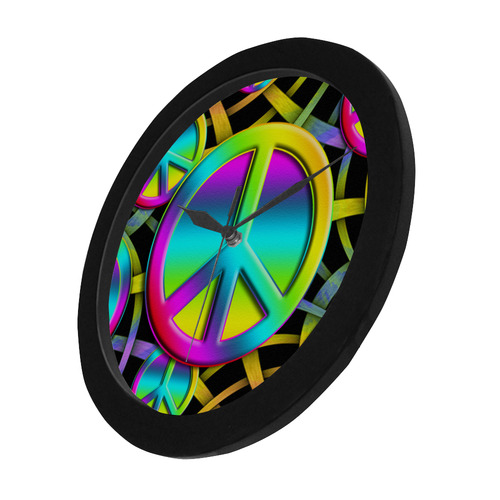 Neon Colorful PEACE pattern Circular Plastic Wall clock