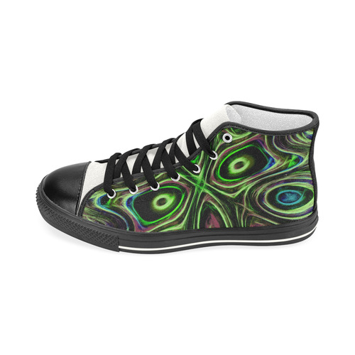 Peacock Strut III - Jera Nour Women's Classic High Top Canvas Shoes (Model 017)