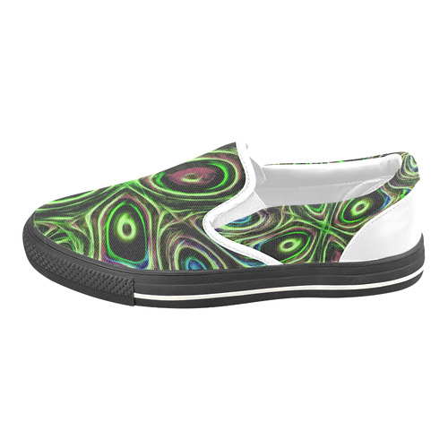 Peacock Strut III - Jera Nour Women's Unusual Slip-on Canvas Shoes (Model 019)