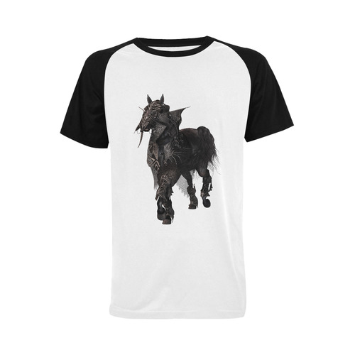 A dark horse in a knight armor Men's Raglan T-shirt (USA Size) (Model T11)