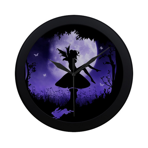 fairy in the moonlight Circular Plastic Wall clock