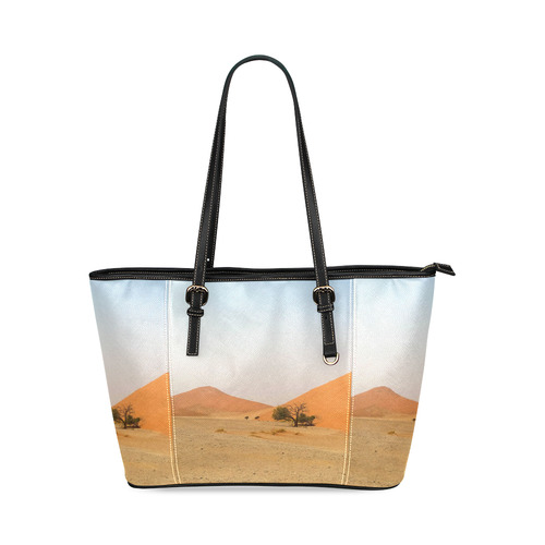 Africa_20160910 Leather Tote Bag/Large (Model 1640)