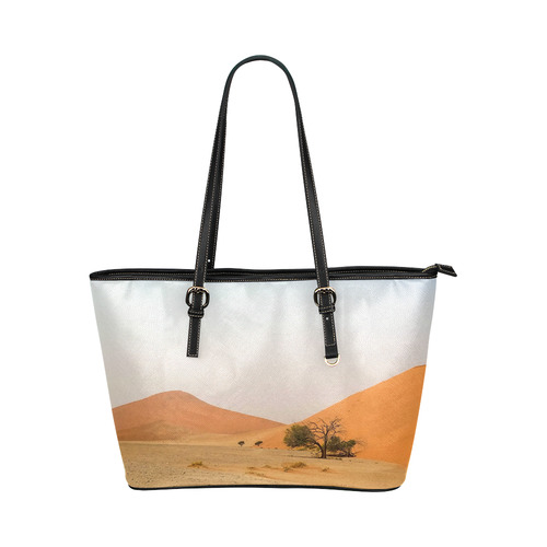 Africa_20160910 Leather Tote Bag/Large (Model 1651)