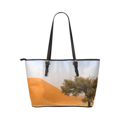 Africa_20160909 Leather Tote Bag/Small (Model 1651)