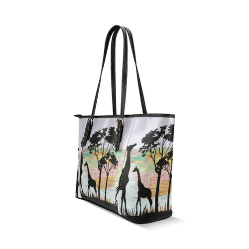 Africa_20160908 Leather Tote Bag/Large (Model 1640)