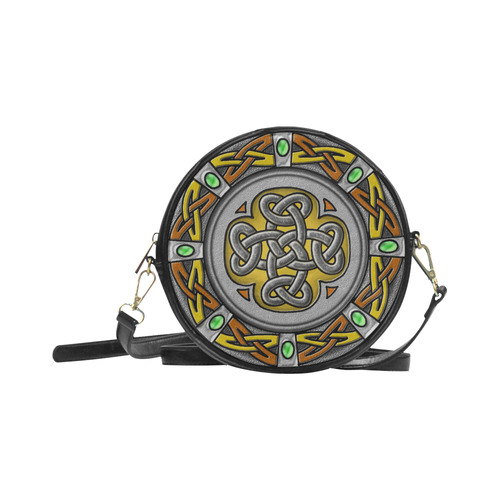 Celtic Cross steel and leather colorful Celtic Knot Round Sling Bag (Model 1647)