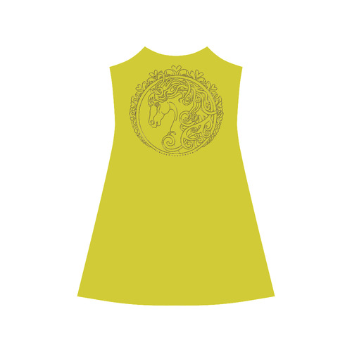 I Love Horses Contour Antique Gold Alcestis Slip Dress (Model D05)