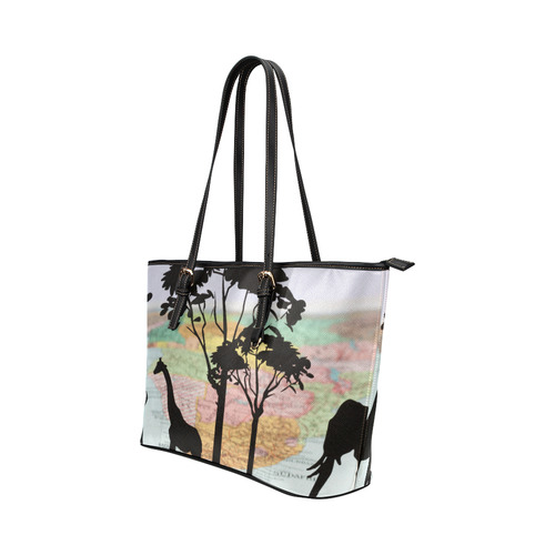 Africa_20160908 Leather Tote Bag/Small (Model 1651)