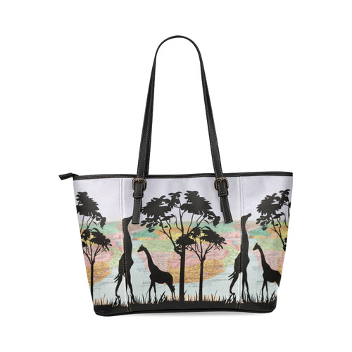 Africa_20160908 Leather Tote Bag/Large (Model 1640)