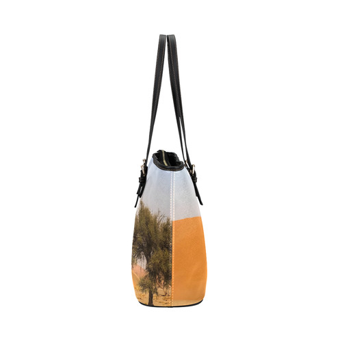 Africa_20160909 Leather Tote Bag/Small (Model 1651)