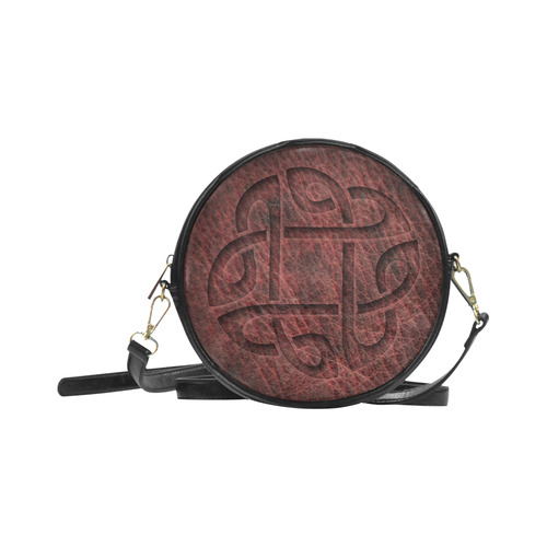 Celtic Knot on genuine leather digital pattern Round Sling Bag (Model 1647)