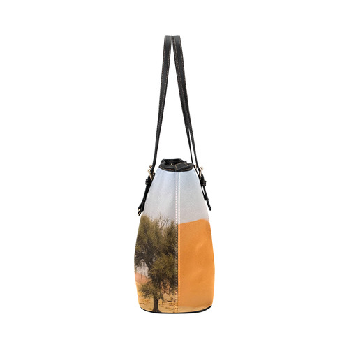 Africa_20160909 Leather Tote Bag/Small (Model 1651)