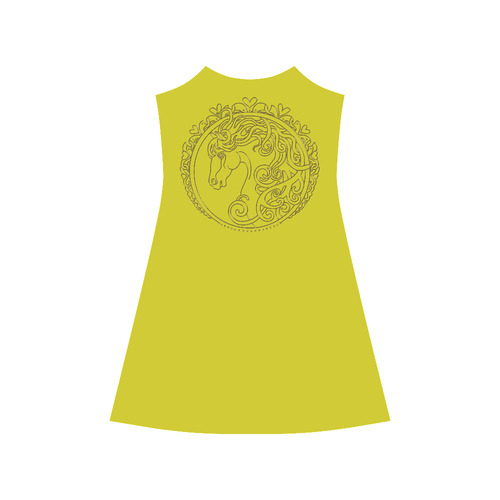 I Love Horses Contour Antique Gold Alcestis Slip Dress (Model D05)