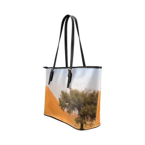 Africa_20160909 Leather Tote Bag/Small (Model 1651)