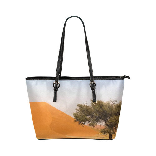 Africa_20160909 Leather Tote Bag/Large (Model 1651)