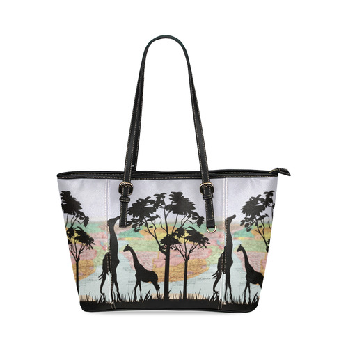 Africa_20160908 Leather Tote Bag/Large (Model 1640)