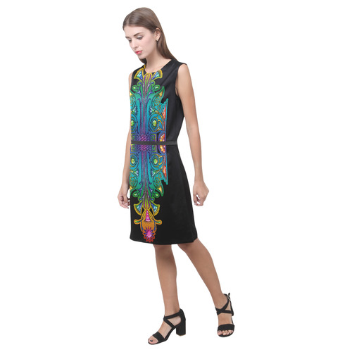 Art Deco Grunge Flower Ornaments Eos Women's Sleeveless Dress (Model D01)