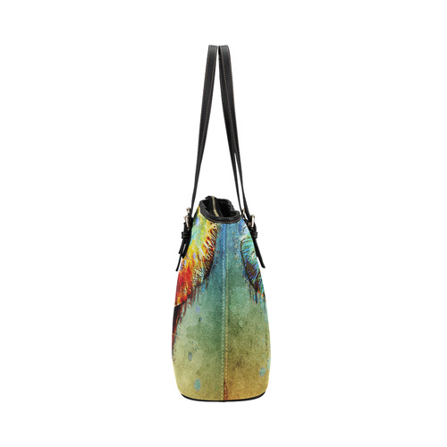 watercolor elephant Leather Tote Bag/Large (Model 1651)