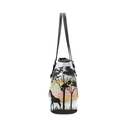 Africa_20160908 Leather Tote Bag/Small (Model 1640)