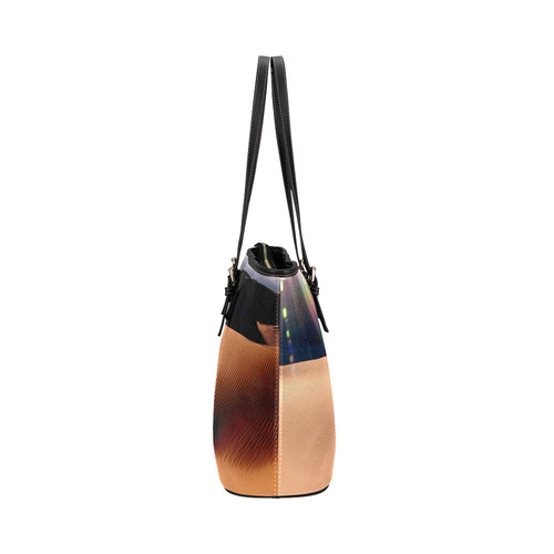 Africa_20160907 Leather Tote Bag/Small (Model 1651)