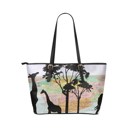 Africa_20160908 Leather Tote Bag/Small (Model 1651)