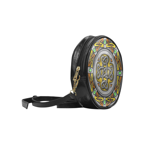Celtic Cross steel and leather colorful Celtic Knot Round Sling Bag (Model 1647)