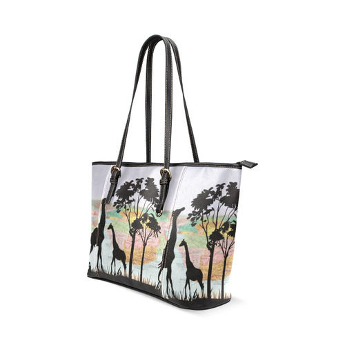 Africa_20160908 Leather Tote Bag/Large (Model 1640)