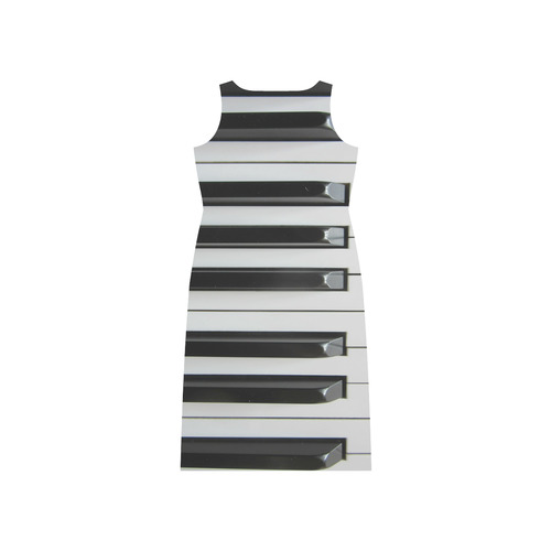 3D Piano Keys Phaedra Sleeveless Open Fork Long Dress (Model D08)