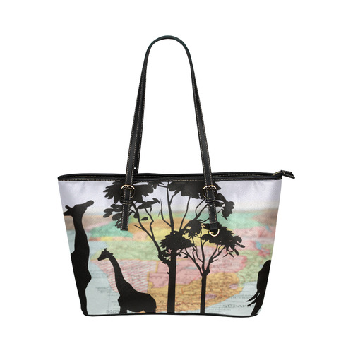 Africa_20160908 Leather Tote Bag/Large (Model 1651)