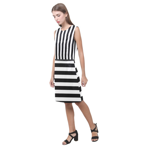 Black Stripes Eos Women's Sleeveless Dress (Model D01)
