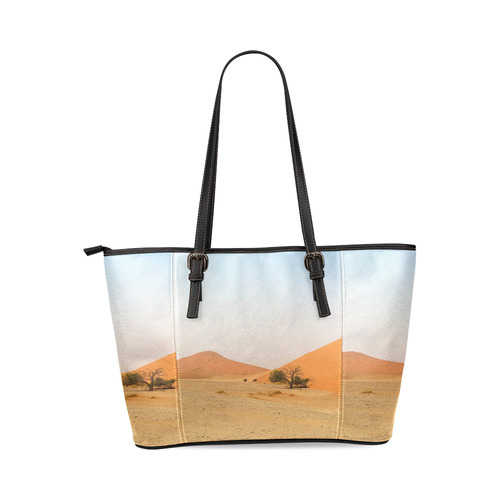 Africa_20160910 Leather Tote Bag/Small (Model 1640)
