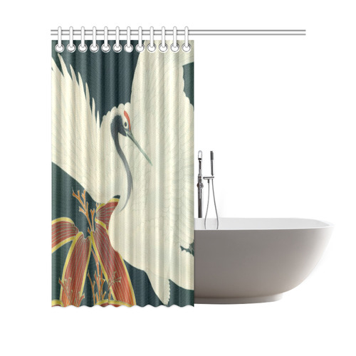 Japanese Crane Vintage Fine Art Shower Curtain 69"x70"