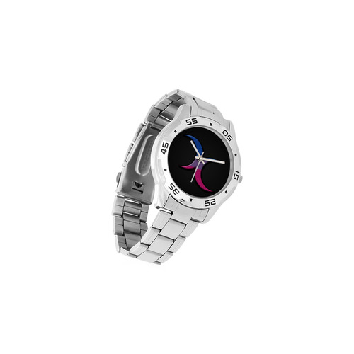 Bisexual Pride Crescent Moons Men's Stainless Steel Analog Watch(Model 108)