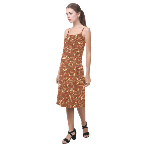 Chocolate Brown Sienna Abstract Alcestis Slip Dress (Model D05)